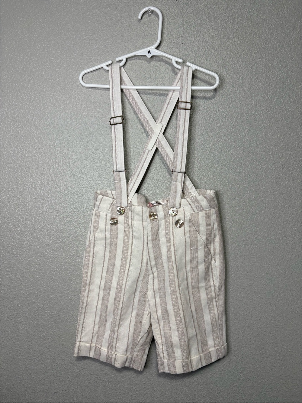 Mauve Brand Sailor Short Pants with Suspenders – Summer Bisque – Size 7Y – NWT